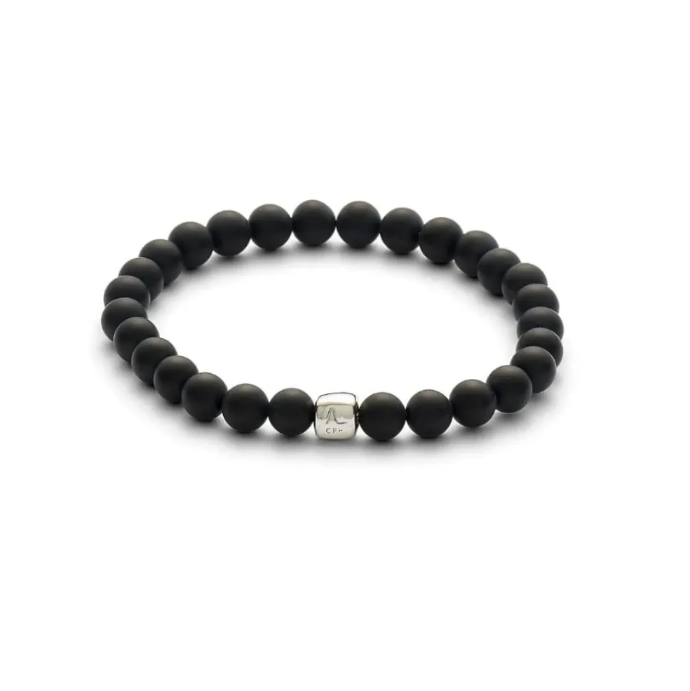 Alexander Lynggaard - Armbånd med matte sorte onyx sten , 6mm - c00050