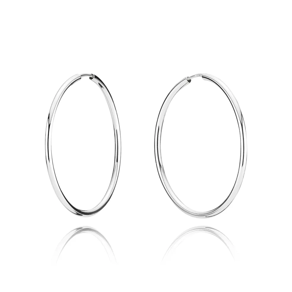 BNH - Klassiske Sølv creoler med vridlås