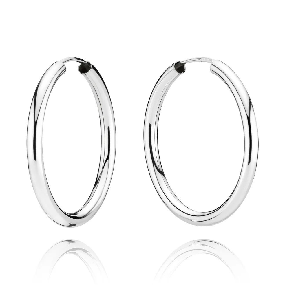 BNH - Klassiske Sølv creoler med vridlås