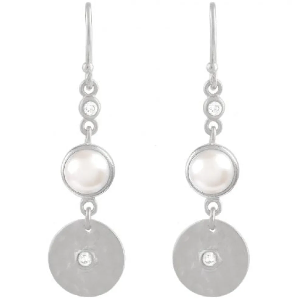E1310RH - Øreringe i sølv med en hvid ferskvandsperle