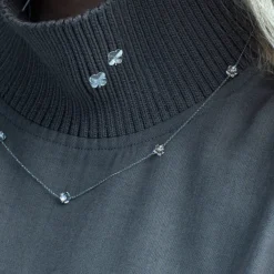 Flora Danica - Forglemmigej halskæde i sterling sølv - fmn-ne-s