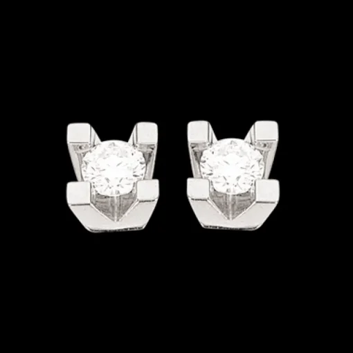 Kleopatra - 14 karat hvidgulds øreringe med 0,10ct diamant - 1136,10