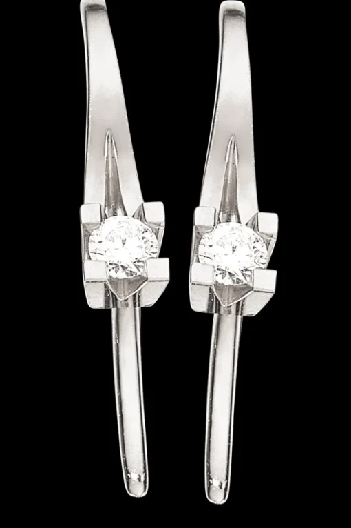 Kleopatra - 14 karat hvidgulds ørebøjler med 0,10 ct. diamant - 1126,10