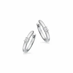 Kleopatra - 14 karat hvidguld clip creoler med diamanter, 0,07ct - 1146,07