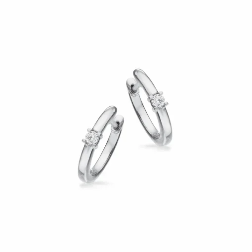 Kleopatra - 14 karat hvidguld clip creoler med diamanter, 0,07ct - 1146,07
