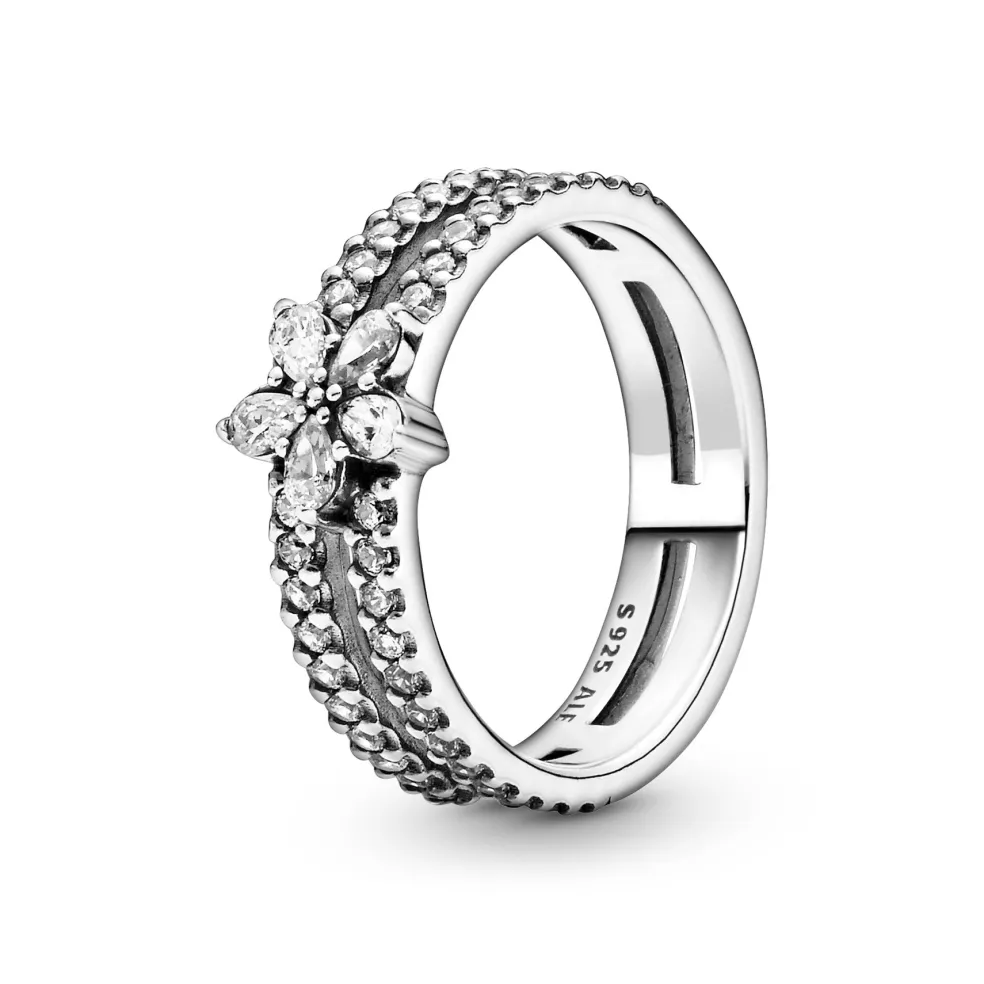 Pandora - Dobbeltring i sølv med snefnug - 199236