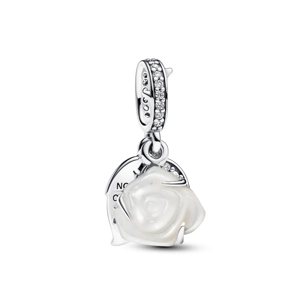 Pandora - Hvid rose charm i sølv - 793200c01