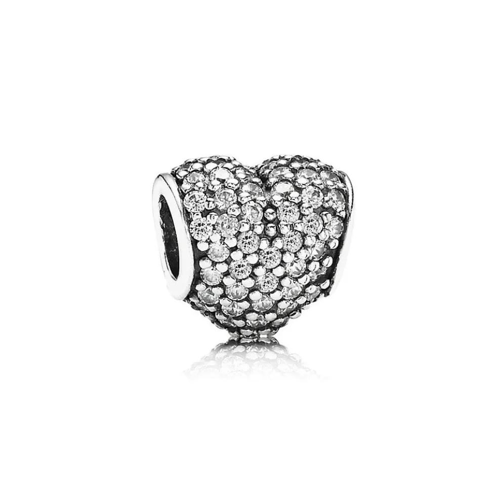 Pandora - Sølv hjerte charm med sten i pavé - 791052cz