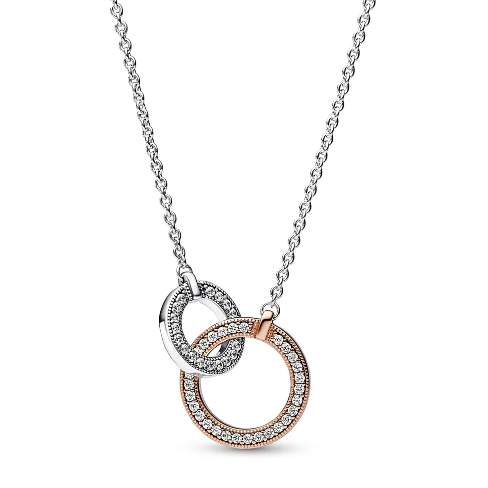 Pandora - To farvet signatur halskæde med vedhæng - 382778c01