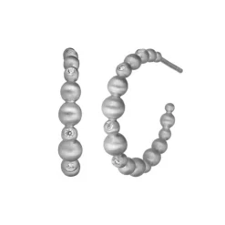 Pebbles sølv hoops med zirkonia fra byBiehl - 4-3803A-R