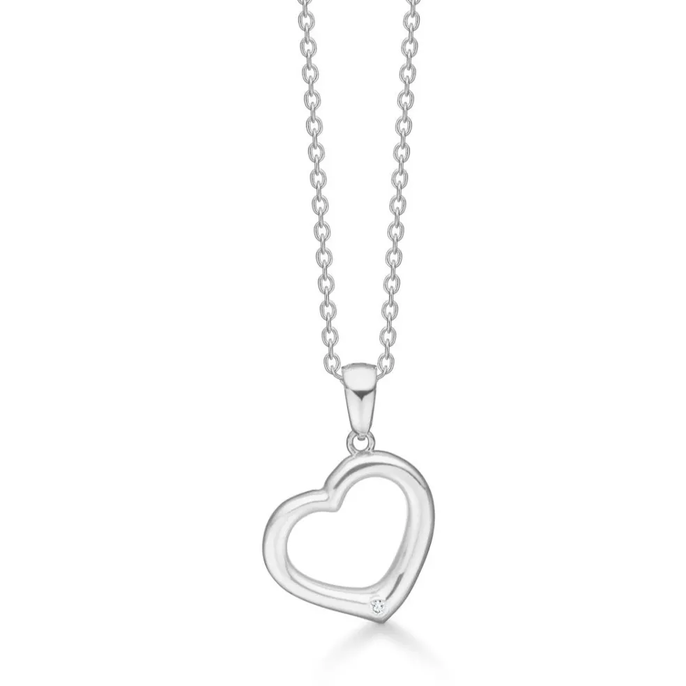 Randers Sølv - Halskæde med hjerte vedhæng i sølv - 500310k