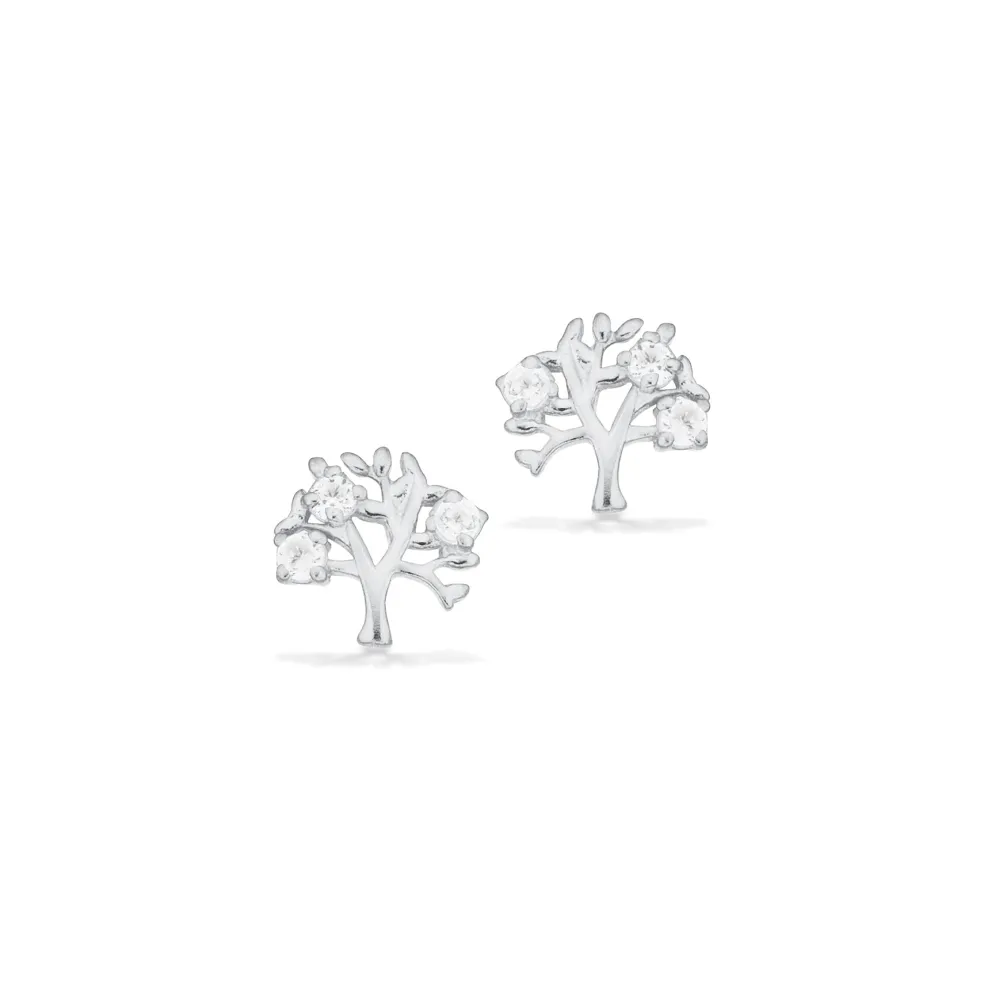 Scrouples - Livets træ ørestikker i sølv med sten - 161732