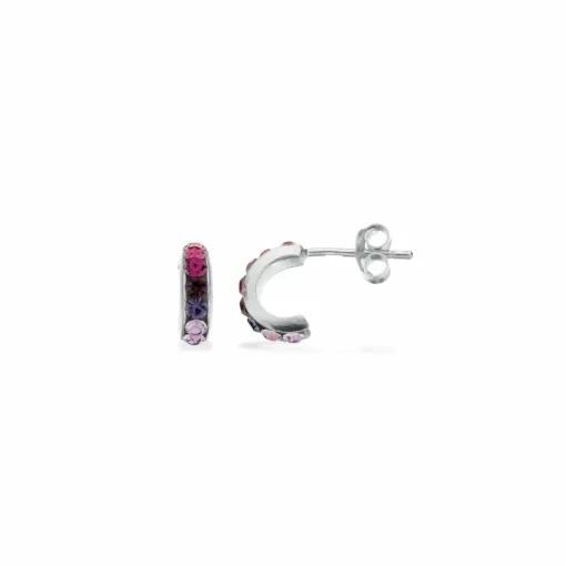 Scrouples - Sølv creoler med lilla og pinke sten - 160912