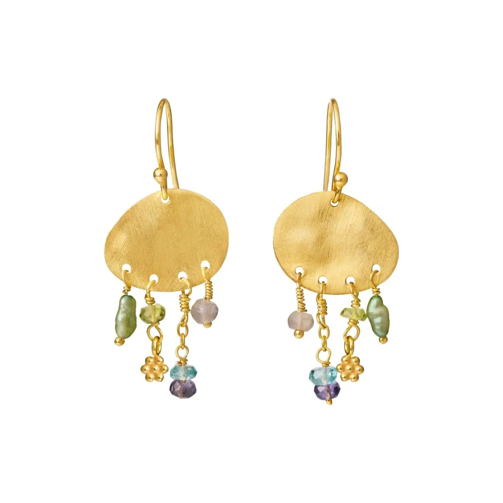 SFB - Forgyldte øreringe med sten og perler - 5678-2-596