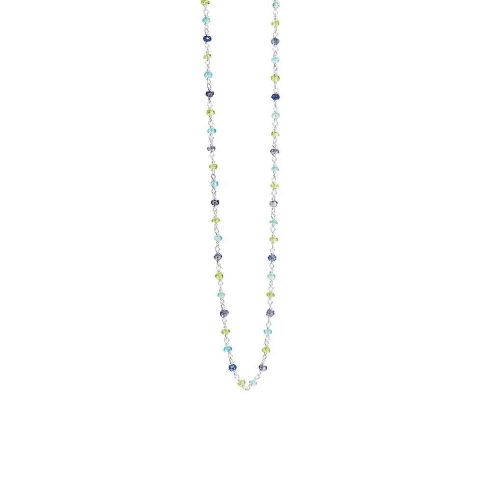 SFB - Sølv halskæde med ægte sten - 1869-1-557