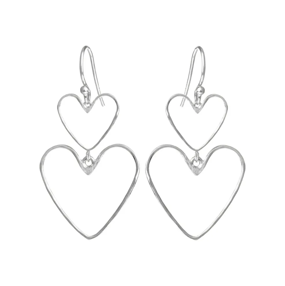 SFB - Sterling sølv øreringe med dobbelt hjerte - 5711-1