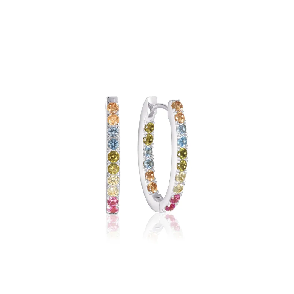 Sif Jakobs - Ellisse creoler i sølv med farvede sten - e2312-xcz