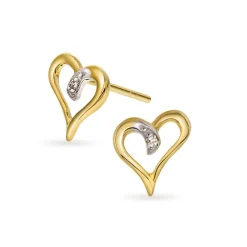Arne Nordlie - 14kt guld øreringe med hjerte og diamant - 53383