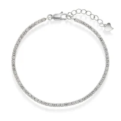 Arne Nordlie - Sølv tennis armbånd med hvide sten - 62235