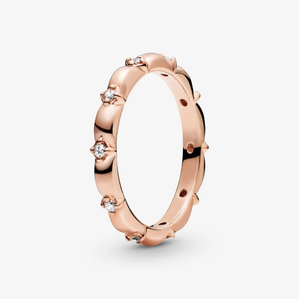 Blomster Blade Båndring i rosaforgyldt - 188791