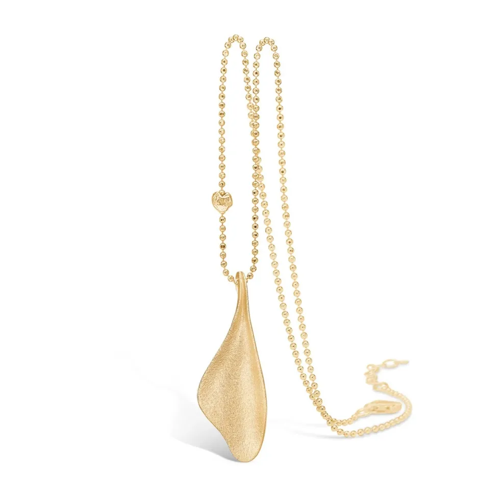 Blossom - Forgyldt sølv kæde med blad vedhæng - 23309029-80