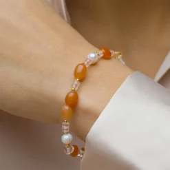 Blossom - Sten armbånd med karneol, citrin og perler - 39131056-19