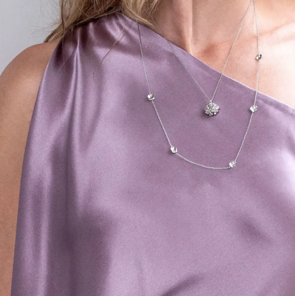 Flora Danica - Dild vedhæng med halskæde i sterling sølv - df-ne-s