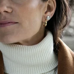 Flora Danica - Græs hoop øreringe i 22 karat forgyldt sølv - gr-hopc-g