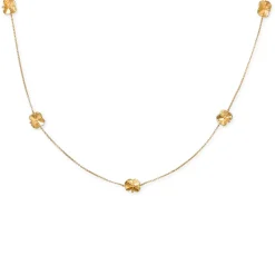 Flora Danica - Guldbelagt Firkløver halskæde med 5 firkløvere - flc-nelo-g-60