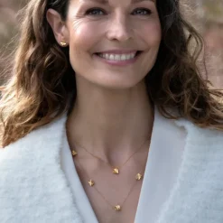 Flora Danica - Guldbelagt Firkløver halskæde med 5 firkløvere - flc-nelo-g-60