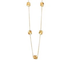 Flora Danica - Guldbelagt Firkløver halskæde med 5 firkløvere - flc-nelo-g-60