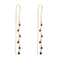 Forgyldte øreringe med sort sten fra Pernille Aalund- JEEG-BLA