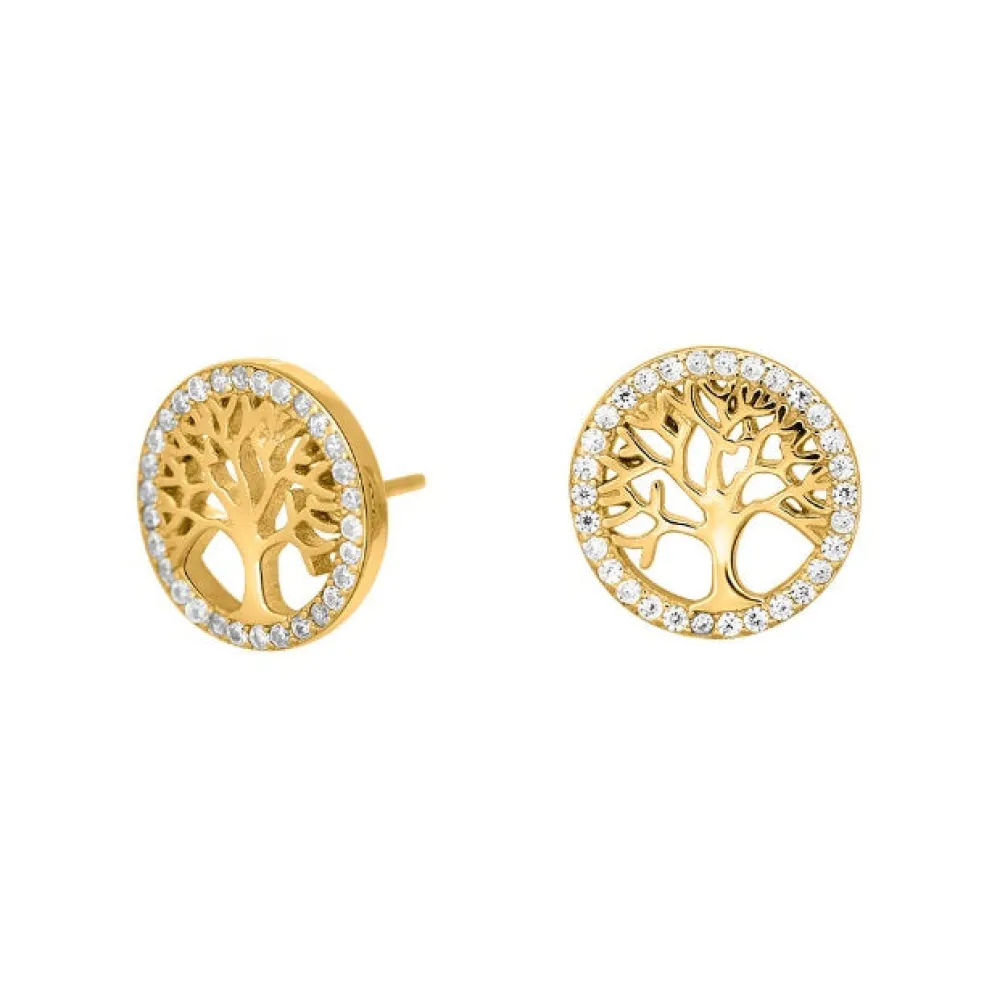 Joanli Nor - Forgyldte sølv ørestikker med livets træ - 30451655900