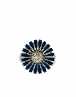 K&Z - Sølv ring med sort marguerit 15mm