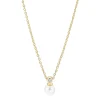 Lund Copenhagen - Guldbelagt halskæde med perle og sten - 9021401-35-f