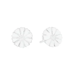 Lund Copenhagen -  Margueritte øreringe 7,5mm hvid emalje - 909075-4-h