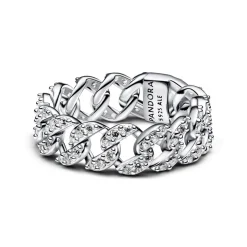 Pandora - Funklende panser facet kæde ring med sten - 193557c01