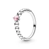 Pandora - Kuglebesat ring med lyserød sten - 198598-9