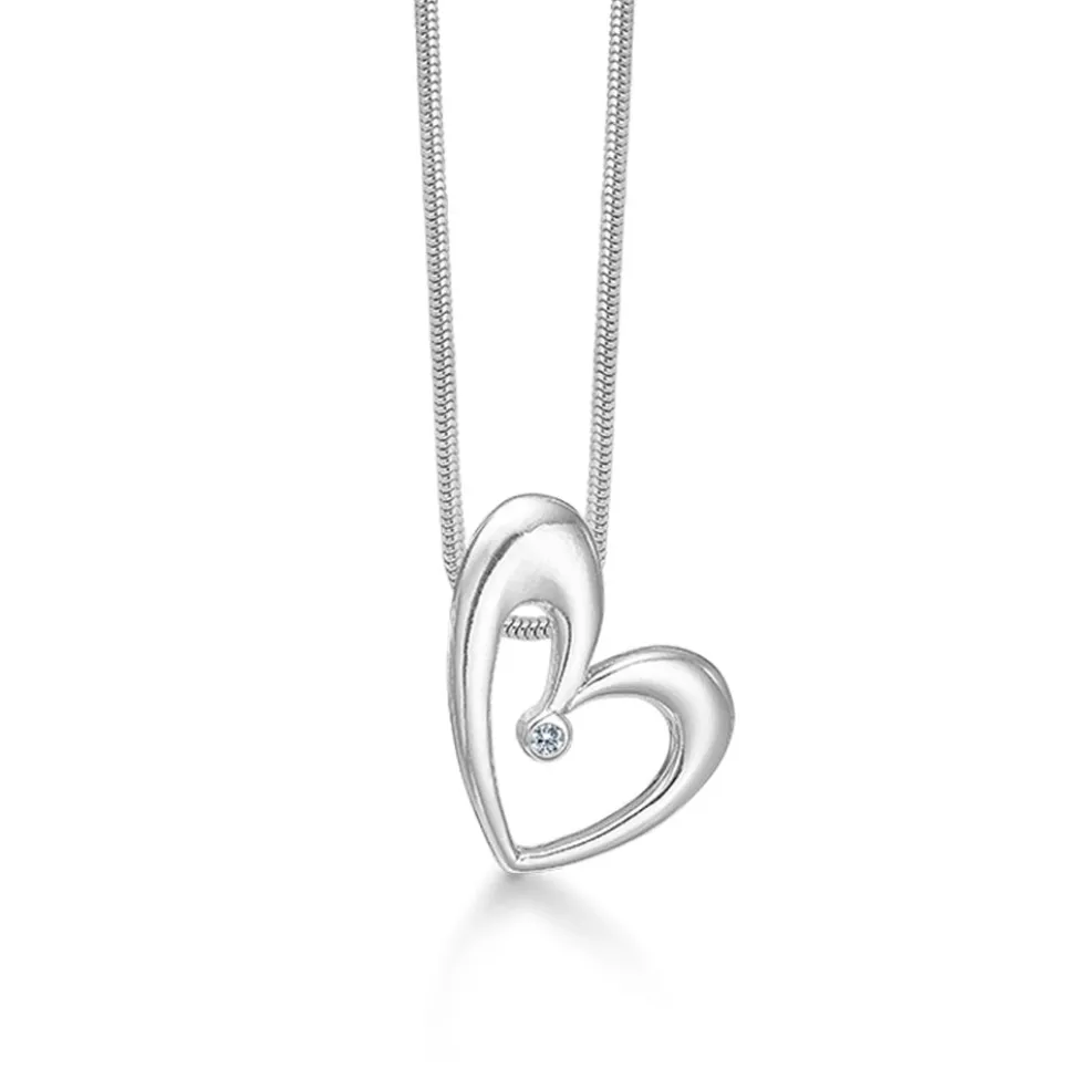 Randers Sølv - Sølv halskæde med hjerte vedhæng - 168007