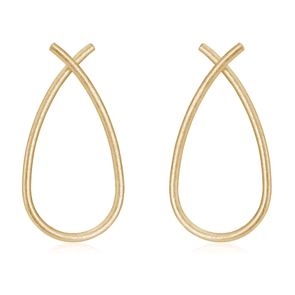 Øre hoops forgyldt sølv, stor, mat - 5361-2-MAT