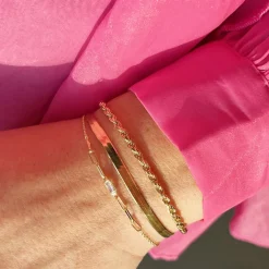 Scrouples - Flad slangekæde armbånd i forgyldt sølv - 32912,18fg