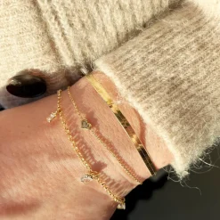 Scrouples - Flad slangekæde armbånd i forgyldt sølv - 32912,18fg