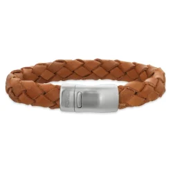 Scrouples - Force armbånd i brunt flettet læder - 03781a,m