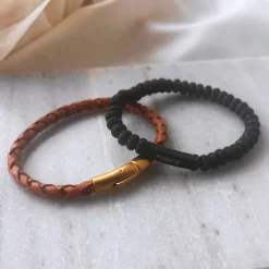 Scrouples - Force armbånd med sorte lave sten - 03901a