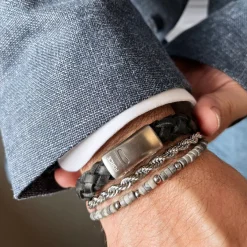 Scrouples - Force herre armbånd med grå jasper - 03841a,m