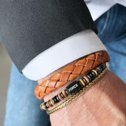 Scrouples - Force herrre armbånd med brunlige agater - 03821a