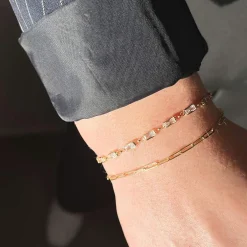 Scrouples - Guldbelagt sølv armbånd med baguette sten - 611832