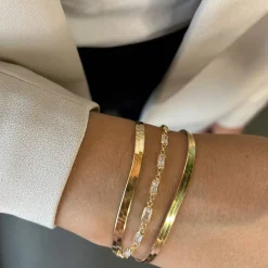 Scrouples - Guldbelagt sølv armbånd med baguette sten - 611832