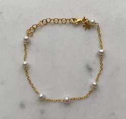 SFB - Forgyldt sølv armbånd med 7 perler - 1882-2-20-900