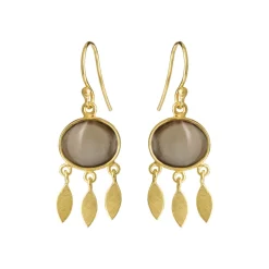 SFB - Forgyldte sølv drømmefanger øreringe med røgkvarts - 5675-2-108